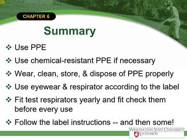 A screenshot of a summary slide from the personal protective equipment slideshow