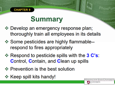 A screenshot of a summary slide from the emergency response slideshow
